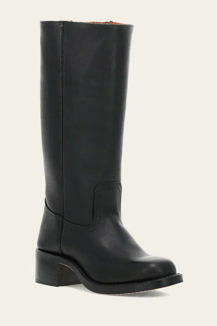 Stefania | Tall Leather Block Heel Boots