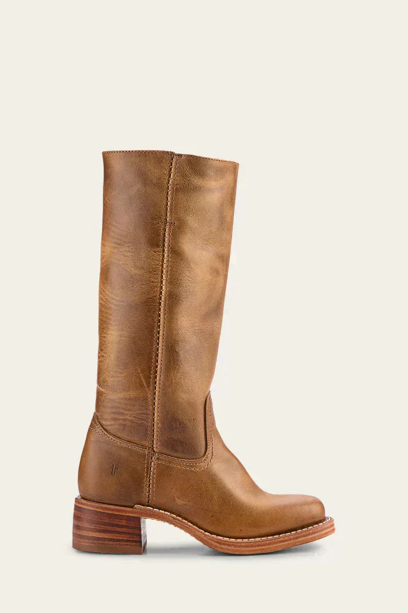 Stefania | Tall Leather Block Heel Boots