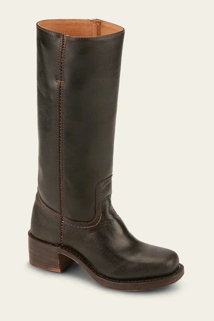 Stefania | Tall Leather Block Heel Boots
