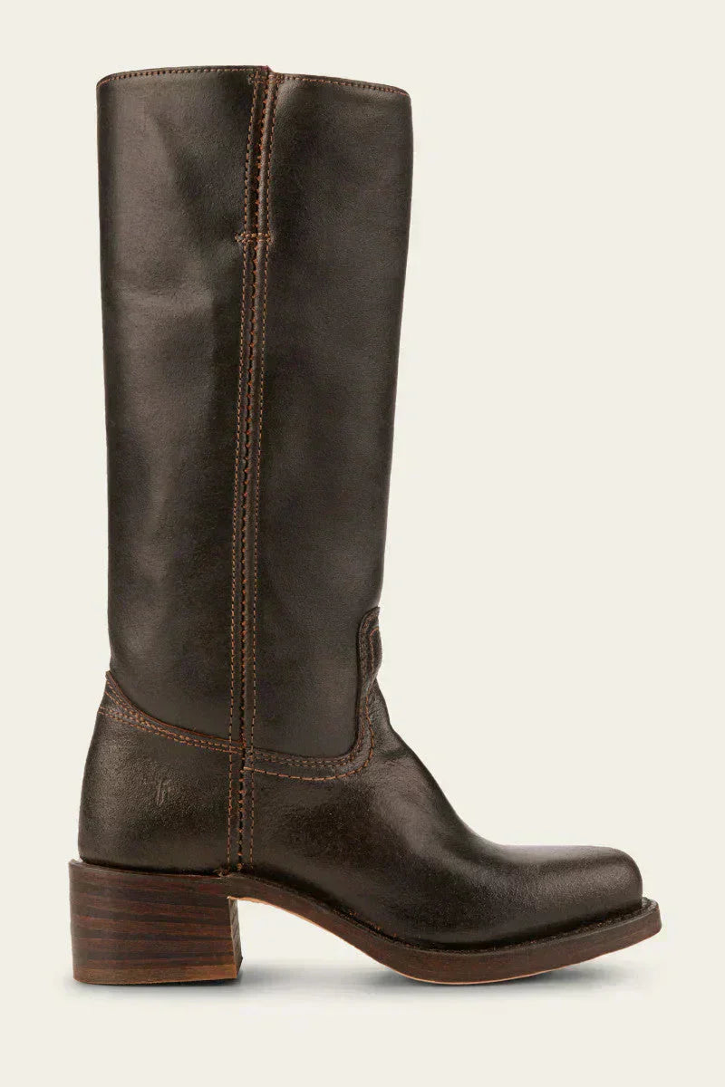 Stefania | Tall Leather Block Heel Boots