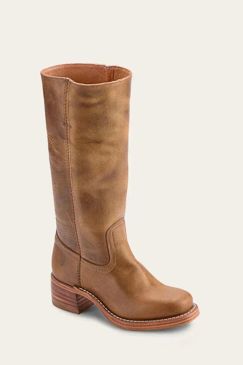 Stefania | Tall Leather Block Heel Boots