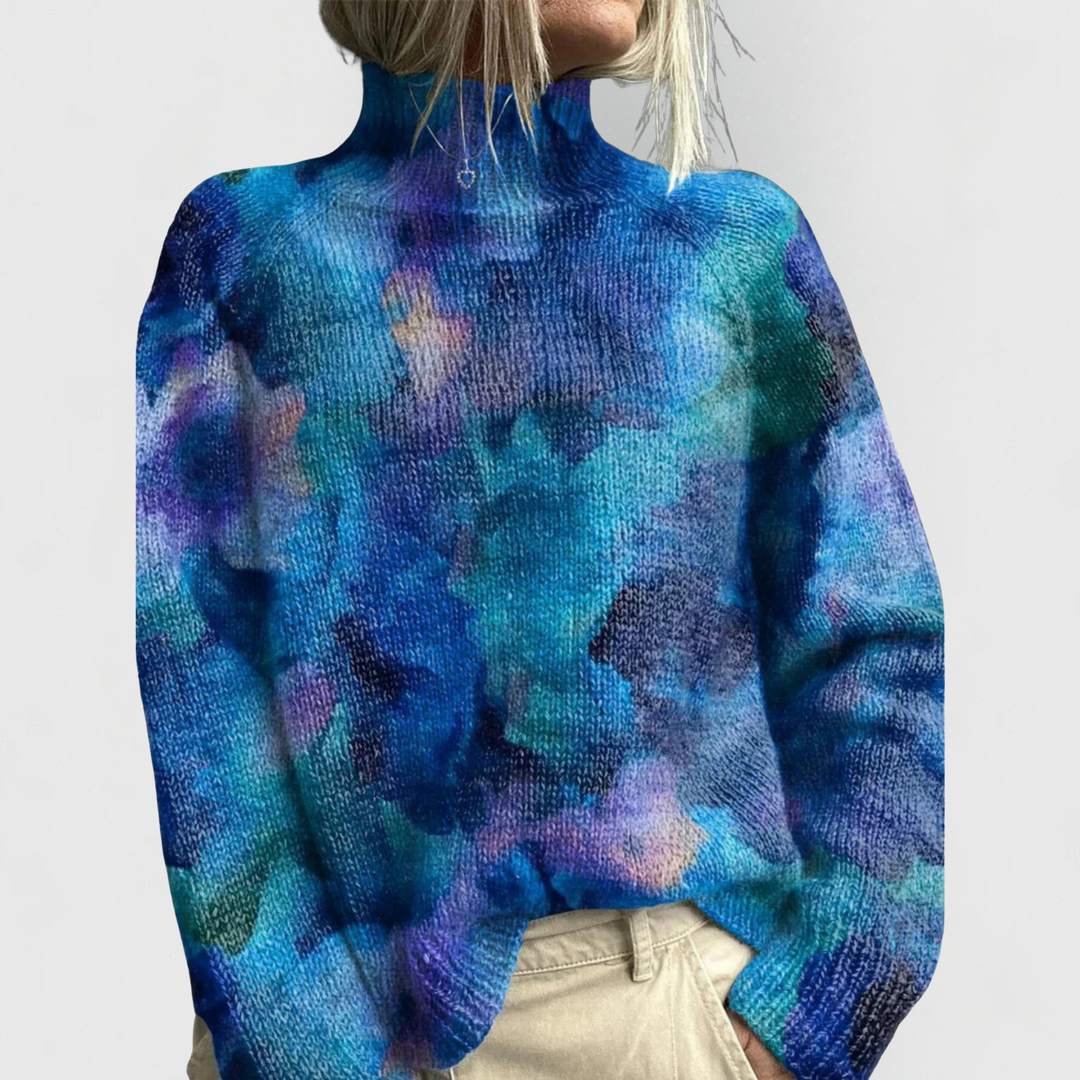 Bria | Floral Print Turtleneck Sweater with Long Sleeves
