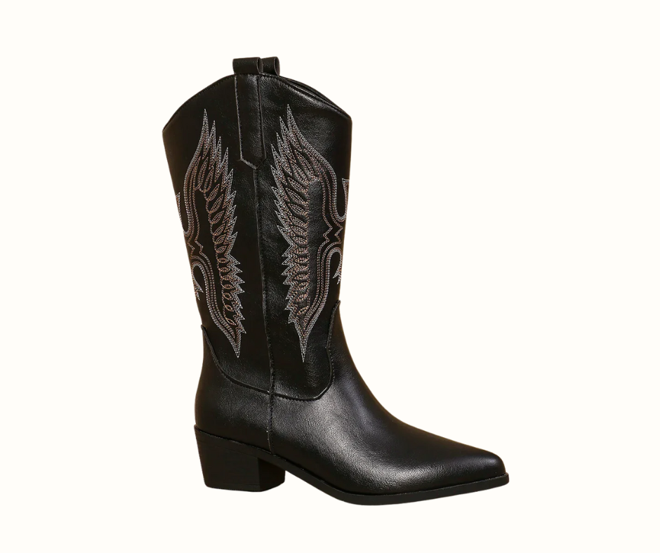 Allison | Embroidered Western Boots with Block Heel