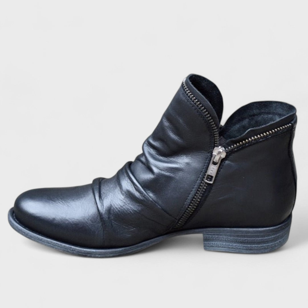 Katherine | Ruched Side Zip Ankle Boots