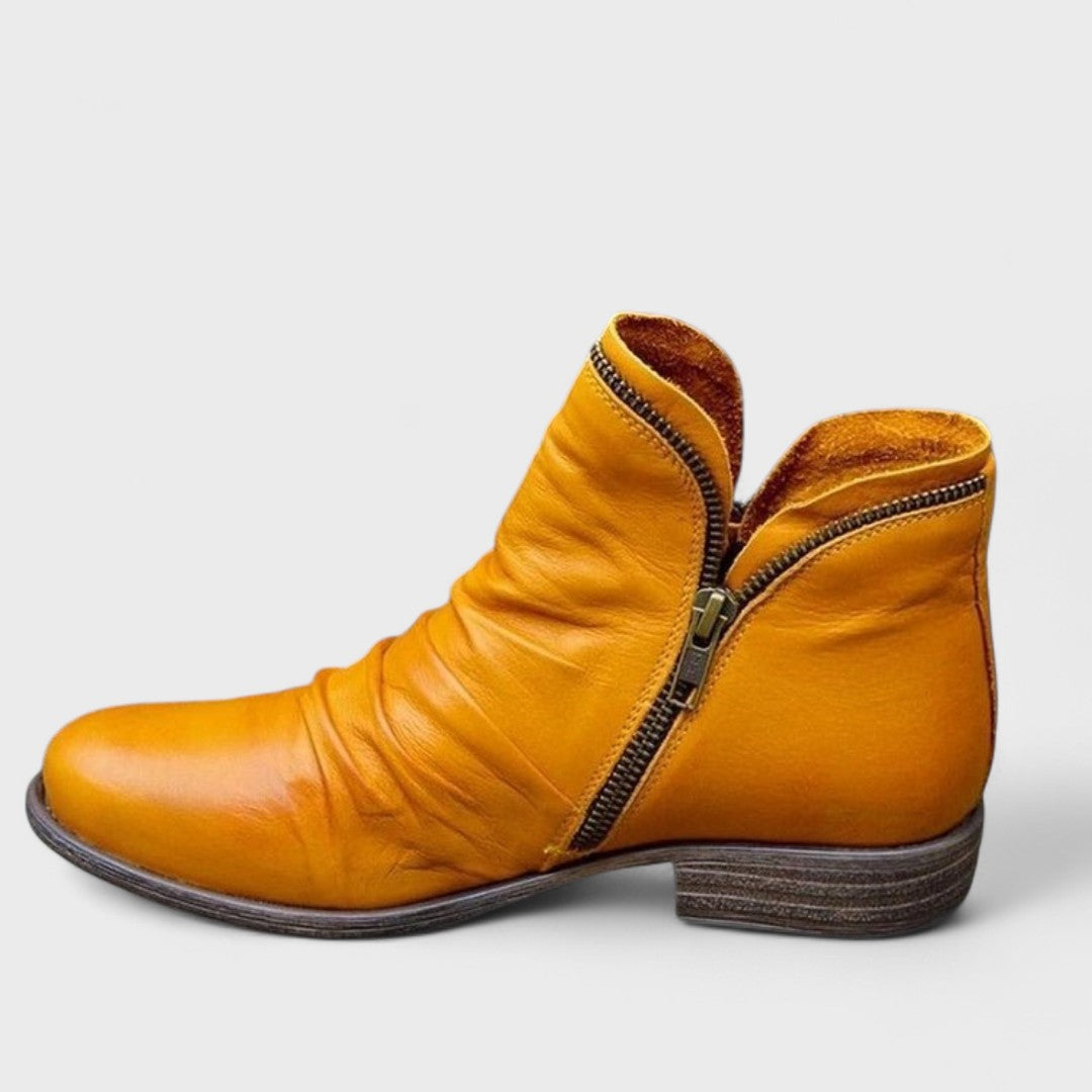 Katherine | Ruched Side Zip Ankle Boots