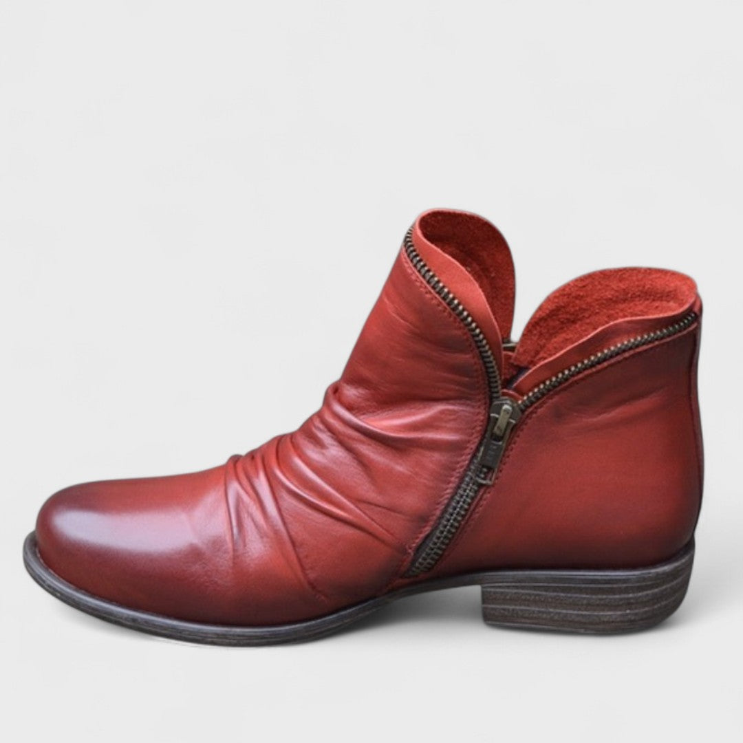 Katherine | Ruched Side Zip Ankle Boots