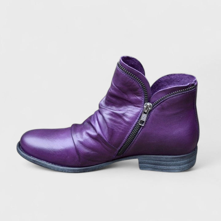 Katherine | Ruched Side Zip Ankle Boots