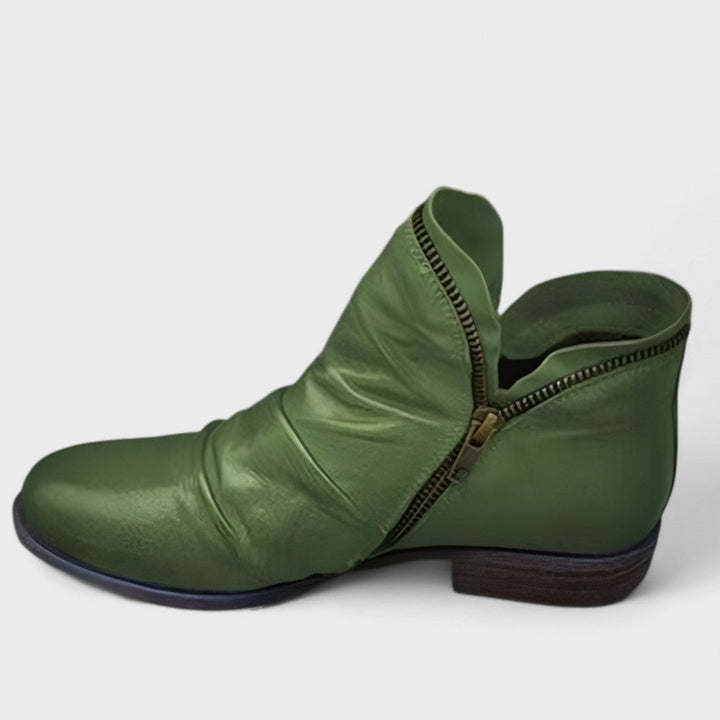 Katherine | Ruched Side Zip Ankle Boots