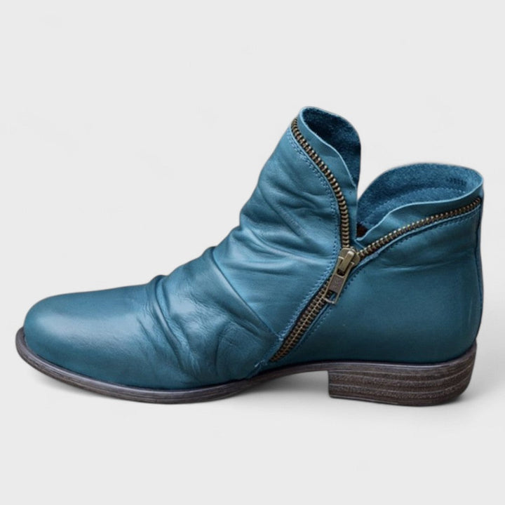 Katherine | Ruched Side Zip Ankle Boots