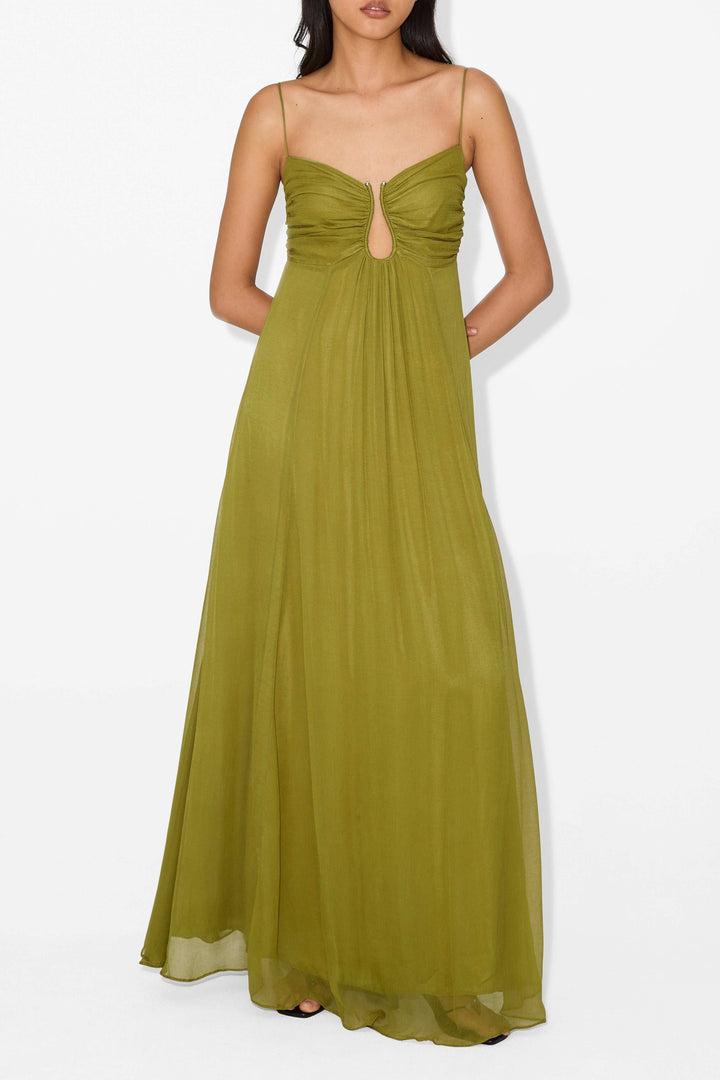 Bellarae | Olive Green Empire Waist Maxi Dress
