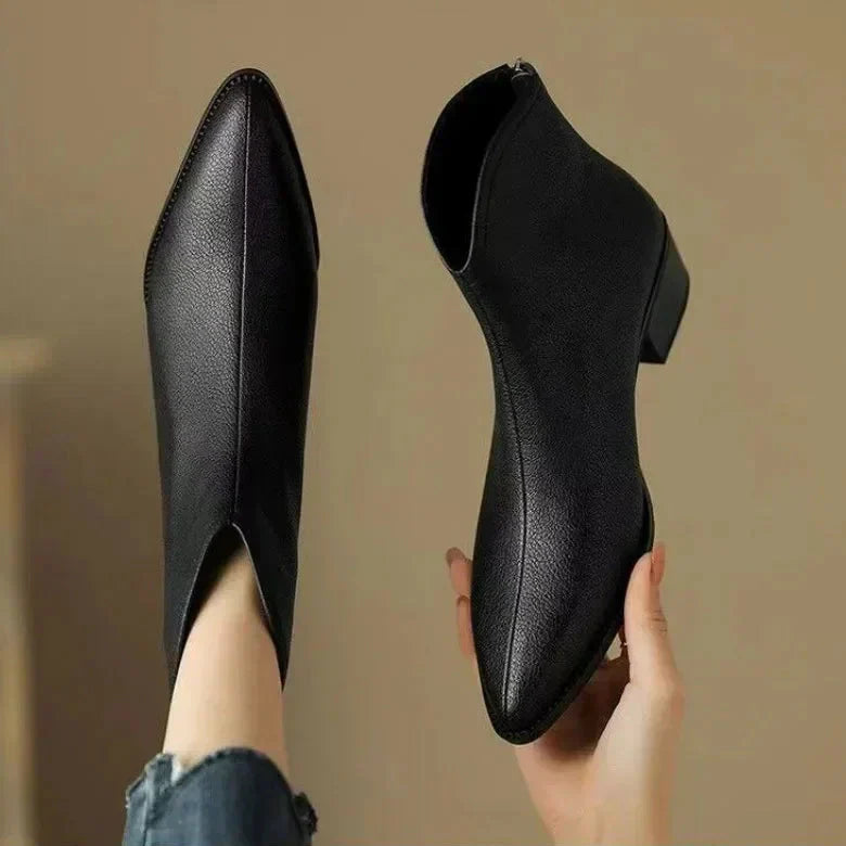 Angelina | Pointed Toe Block Heel Ankle Boots
