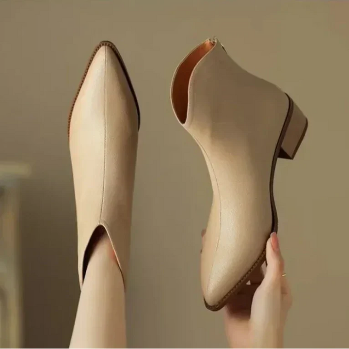 Angelina | Pointed Toe Block Heel Ankle Boots