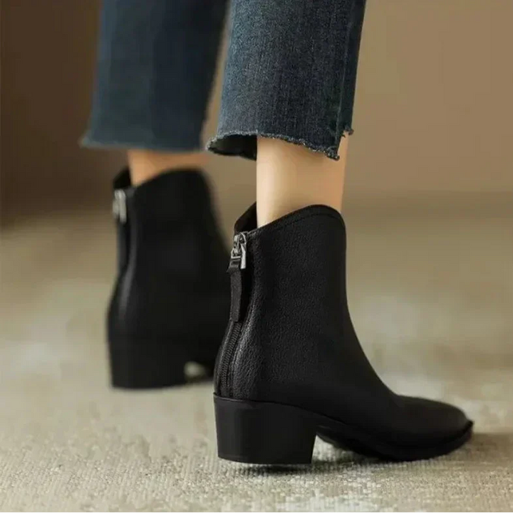 Angelina | Pointed Toe Block Heel Ankle Boots