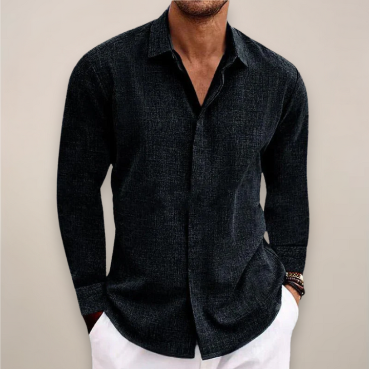 Simon | Linen Long Sleeve Button-Up Shirt