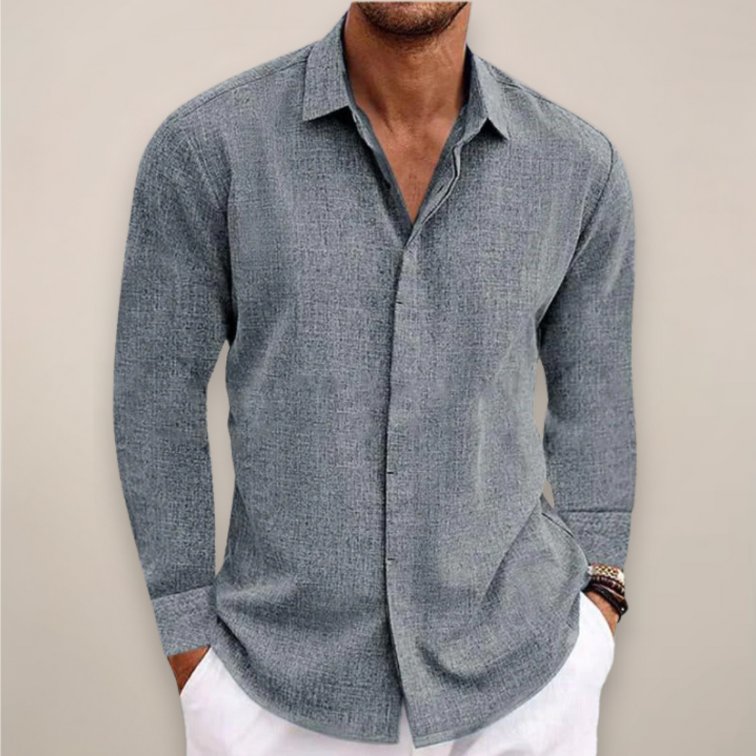 Simon | Linen Long Sleeve Button-Up Shirt