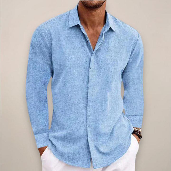 Simon | Linen Long Sleeve Button-Up Shirt