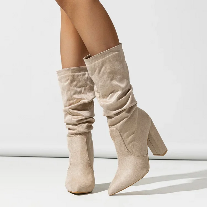 Rachael | Slouch Block Heel Mid-Calf Boots