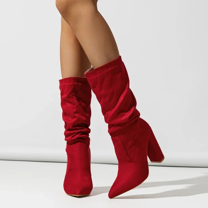 Rachael | Slouch Block Heel Mid-Calf Boots