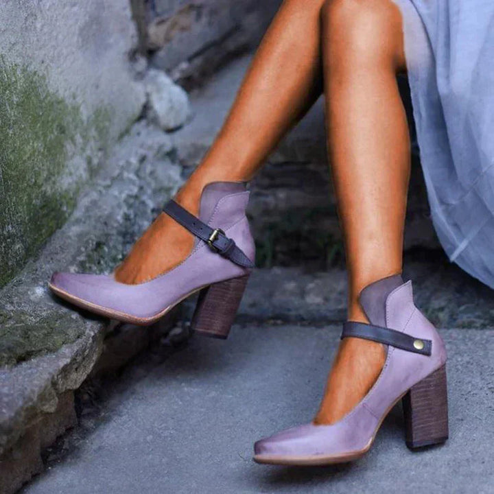 Thomasina | Block Heel Ankle Strap Pumps