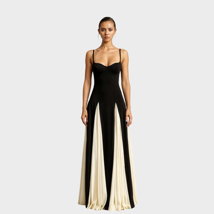 Coralie | Black Cream Empire Waist Maxi Dress