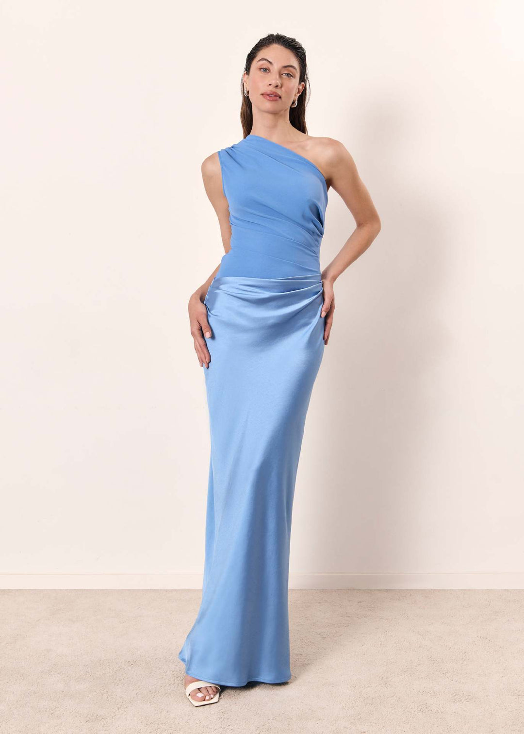 Cleopatraine | One Shoulder Satin Maxi Dress