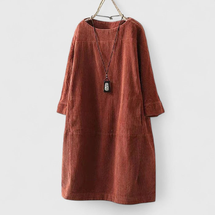 Cosima-Rose | Corduroy Midi Dress with Pockets