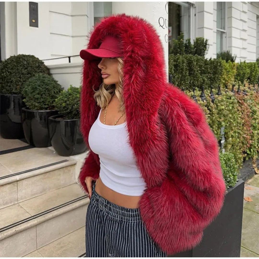 Anais | Hooded Faux Fur Coat with Oversized Hood