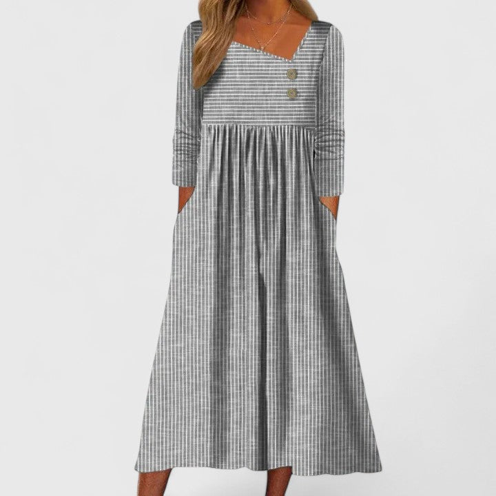 Delaney | Striped Empire Waist Midi Dress