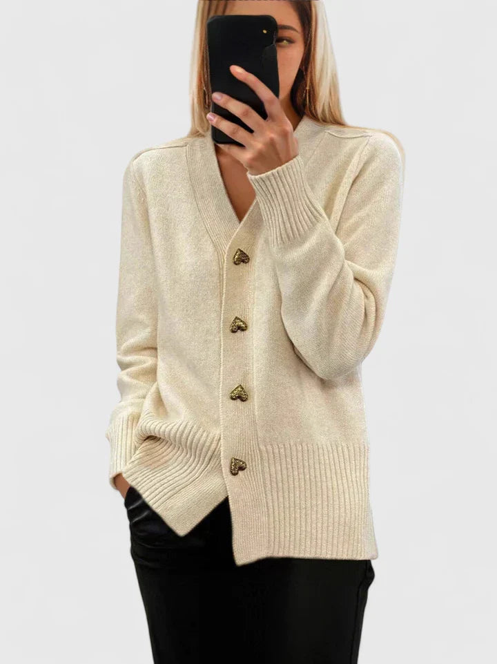 Lana | Heart Button Knit Cardigan