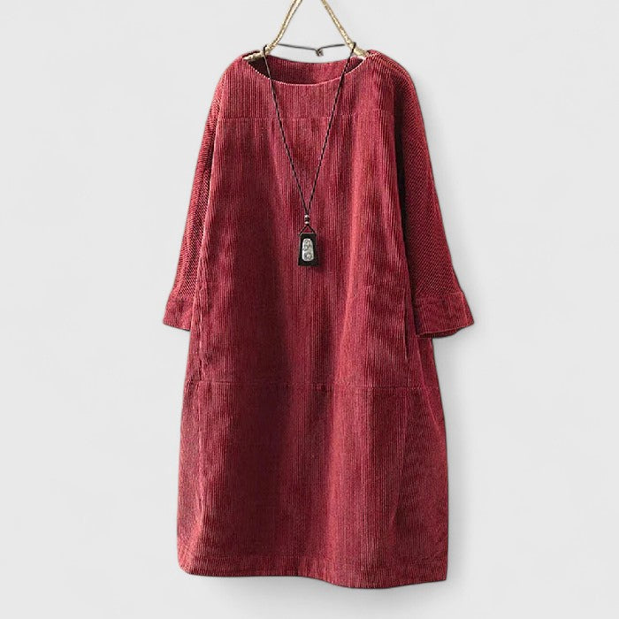 Cosima-Rose | Corduroy Midi Dress with Pockets