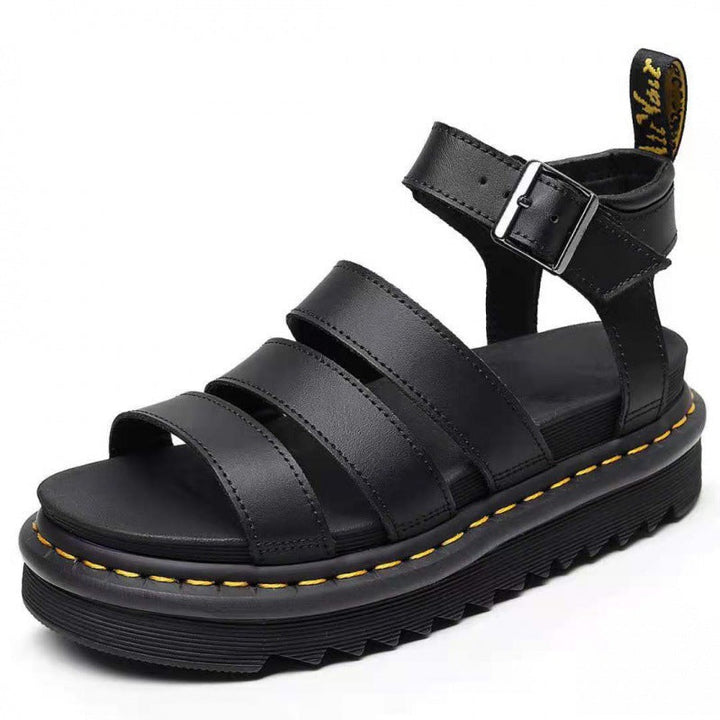 Tova | Triple-Strap Platform Sandals with Buckle