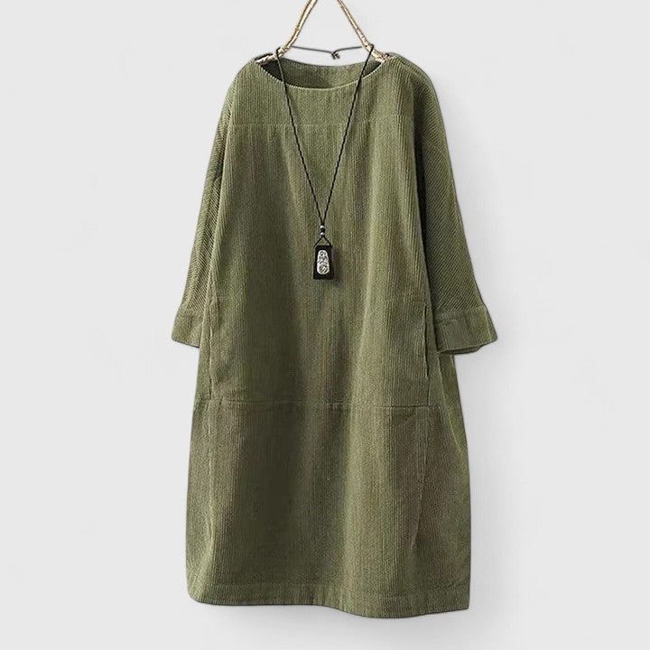Cosima-Rose | Corduroy Midi Dress with Pockets