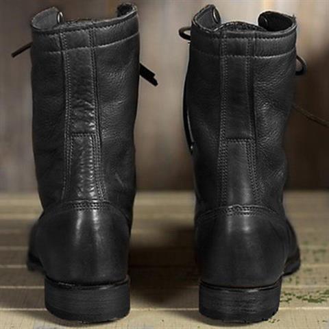 Fran | Leather Lace-Up Combat Boots Mid-Calf
