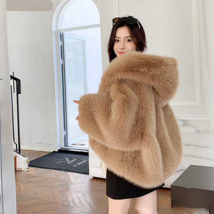 Anais | Hooded Faux Fur Coat with Oversized Hood