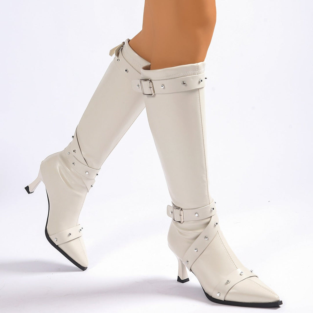 Kennedy | Pointed-Toe Knee-High Boots with Buckle Straps