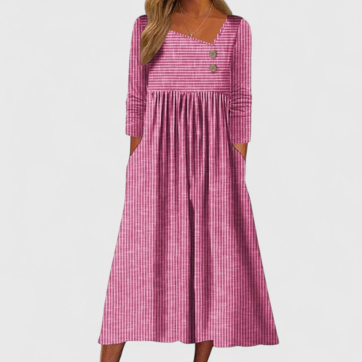 Delaney | Striped Empire Waist Midi Dress