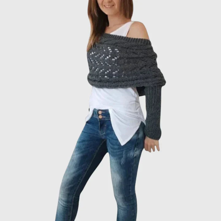 Alise | Open Knit Wrap Sweater with Sleeves