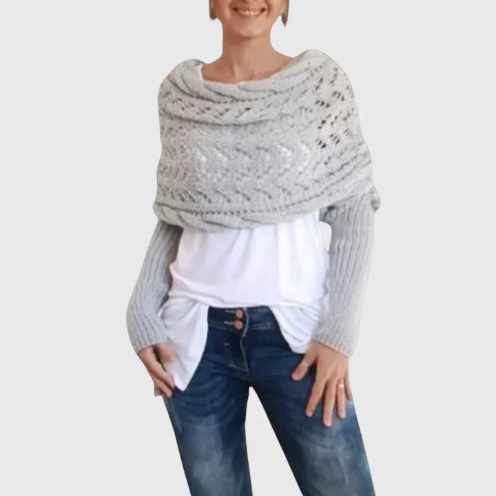 Alise | Open Knit Wrap Sweater with Sleeves
