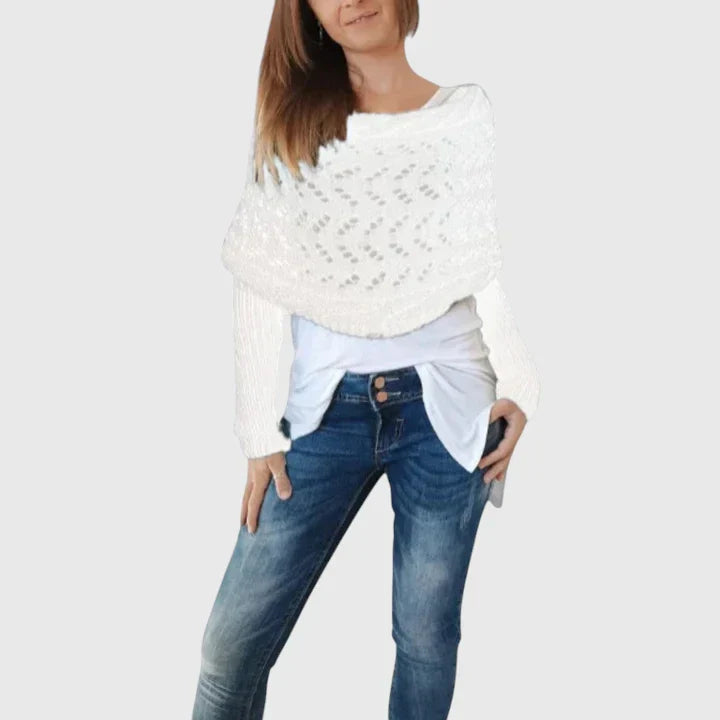 Alise | Open Knit Wrap Sweater with Sleeves