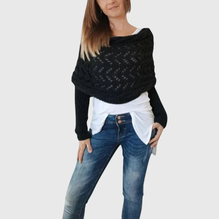 Alise | Open Knit Wrap Sweater with Sleeves