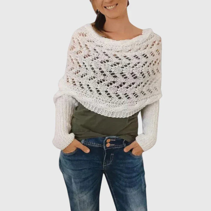 Alise | Open Knit Wrap Sweater with Sleeves