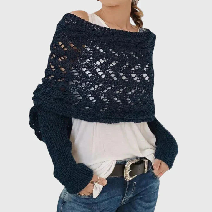 Alise | Open Knit Wrap Sweater with Sleeves