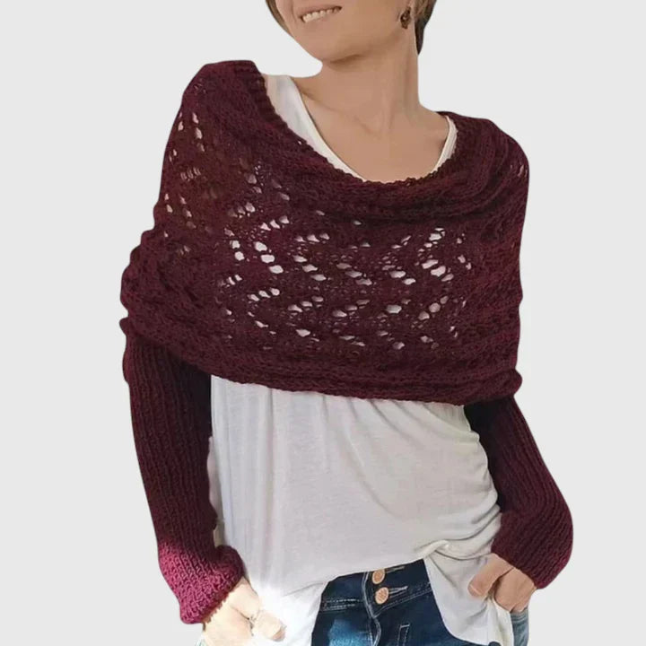 Alise | Open Knit Wrap Sweater with Sleeves