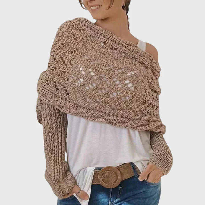 Alise | Open Knit Wrap Sweater with Sleeves