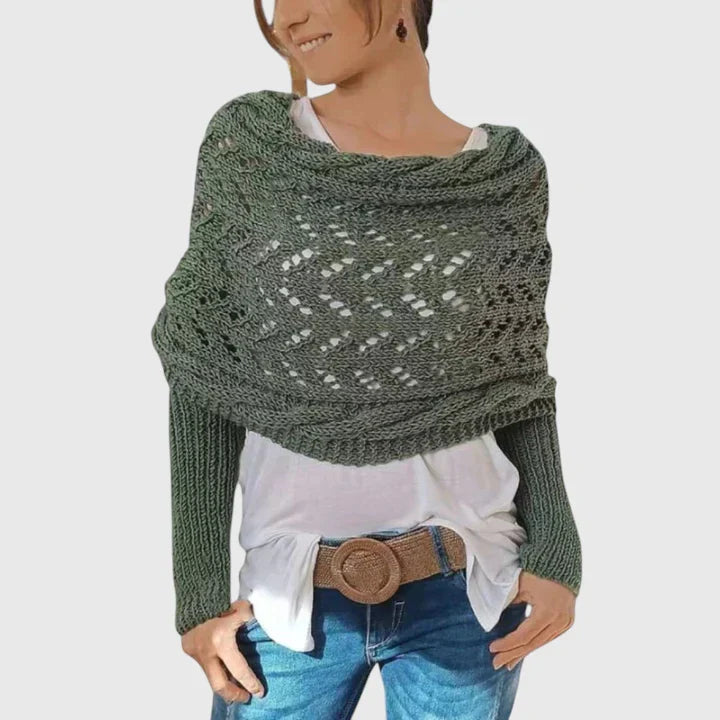 Alise | Open Knit Wrap Sweater with Sleeves