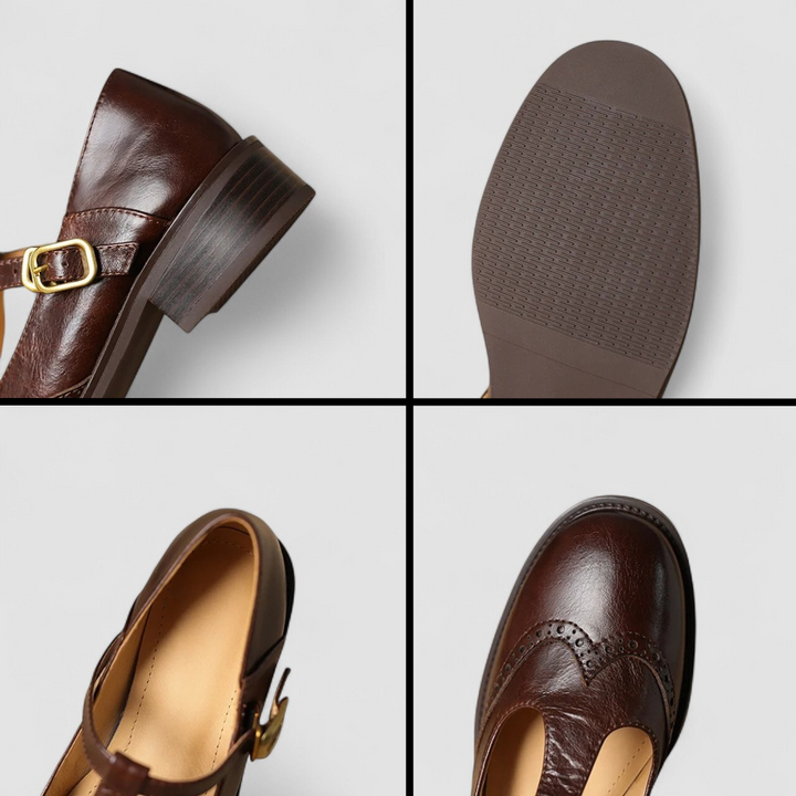Vianne | T-Strap Mary Jane Brogues with Buckle