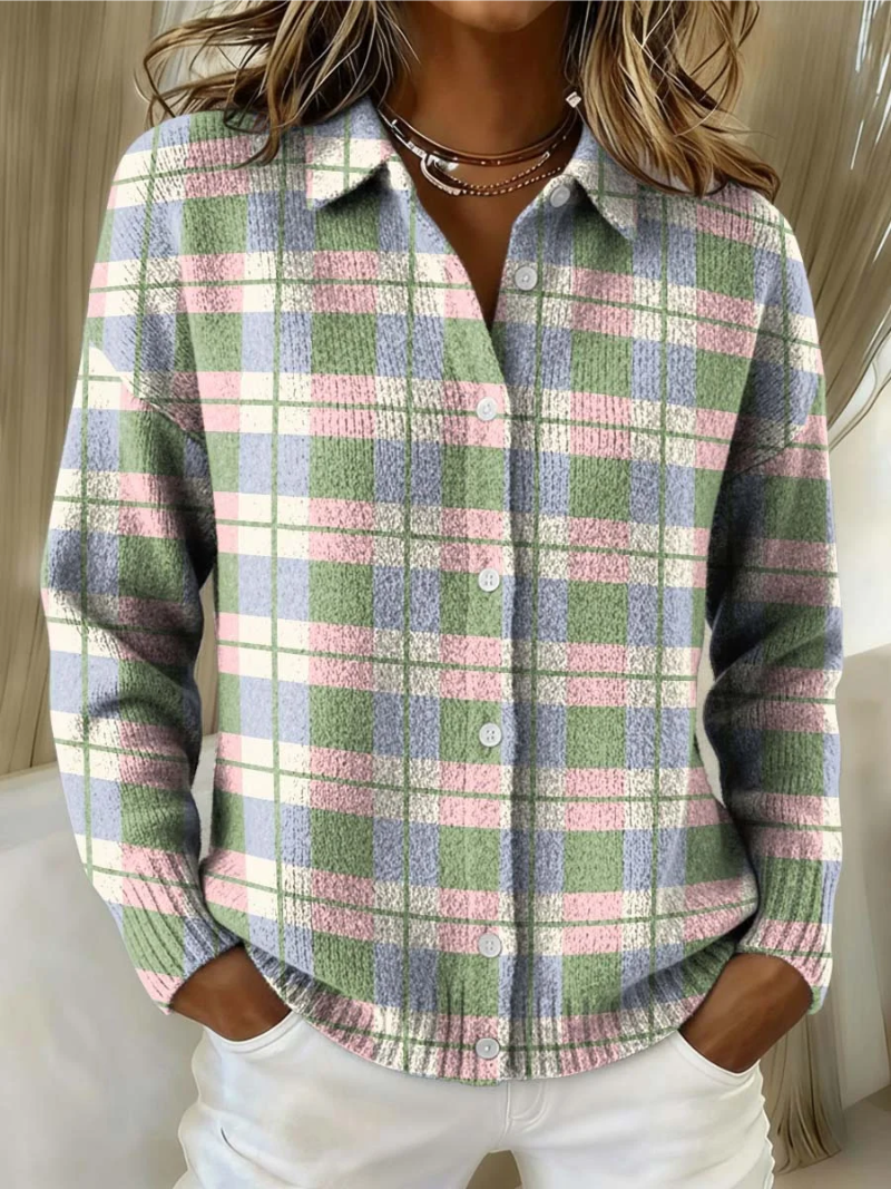 Vivi | Pastel Checked Knitted Blouse