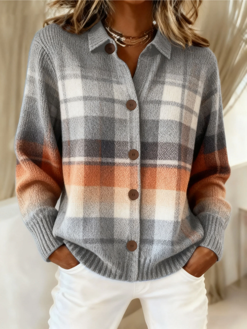 Cenobia | Checked Knitted Soft Blouse