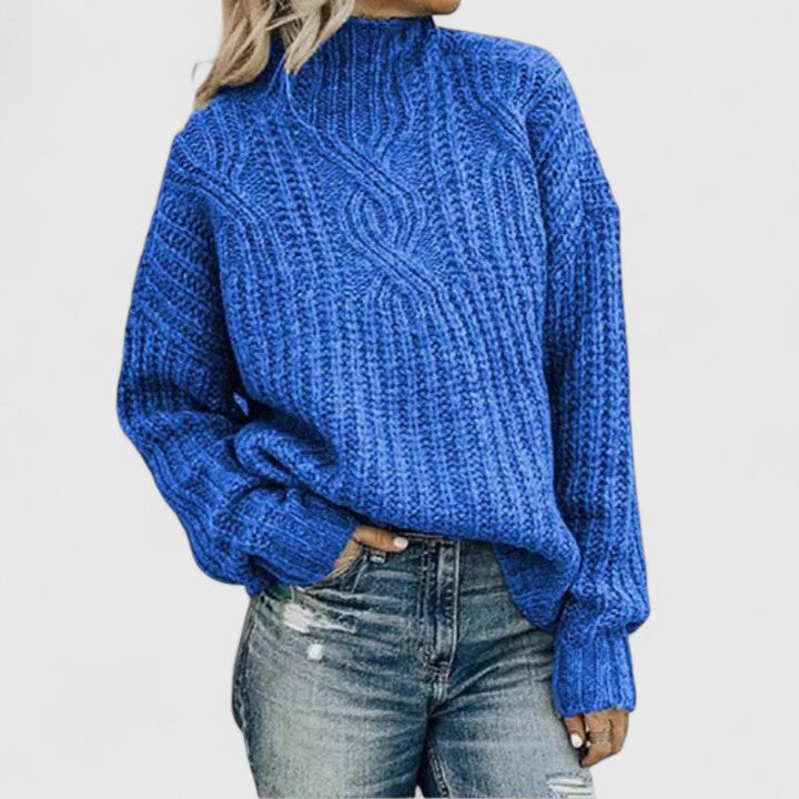 Zinaida | Mock Neck Cable Knit Sweater