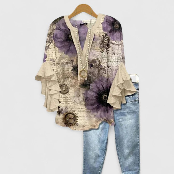 Ava | Floral Print Ruffled Blouse